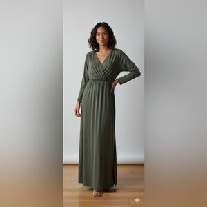 Elegant Olive Green Maxi Dress